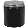 8 oz. Black PET Straight-Sided Round Jar with 70/400 Brushed Silver Aluminum Cap with Foam Liner