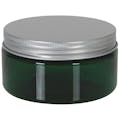 8 oz. Dark Green PET Straight-Sided Round Jar with 89/400 Brushed Silver Aluminum Cap with Foam Liner
