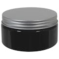 8 oz. Black PET Straight-Sided Round Jar with 89/400 Brushed Silver Aluminum Cap with Foam Liner