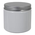 12 oz. White PET Straight-Sided Round Jar with 89/400 Brushed Silver Aluminum Cap with Foam Liner