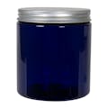 19 oz. Cobalt Blue PET Straight-Sided Round Jar with 89/400 Brushed Silver Aluminum Cap with Foam Liner