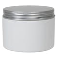 19 oz. White PET Straight-Sided Round Jar with 89/400 Brushed Silver Aluminum Cap with Foam Liner