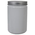 25 oz. White PET Straight-Sided Round Jar with 89/400 Brushed Silver Aluminum Cap with Foam Liner