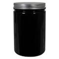 25 oz. Black PET Straight-Sided Round Jar with 89/400 Brushed Silver Aluminum Cap with Foam Liner