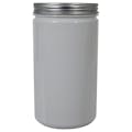 32 oz. White PET Straight-Sided Round Jar with 89/400 Brushed Silver Aluminum Cap with Foam Liner