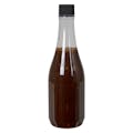 12 oz. Clear PET Round Keuka Bottle with 24/410 Black Ribbed Unlined Cap