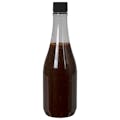 8 oz. Clear PET Round Keuka Bottle with 24/410 Black Ribbed Cap with F217 Liner