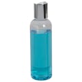 3 oz. Clear PET High Clarity Cosmo Round Bottle with 20/410 Silver & White ABS/Polypropylene Disc-Top Dispensing Cap