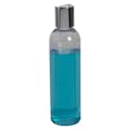 4 oz. Clear PET High Clarity Cosmo Round Bottle with 20/410 Silver & White ABS/Polypropylene Disc-Top Dispensing Cap