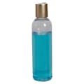 4 oz. Clear PET High Clarity Cosmo Round Bottle with 20/410 Brushed Gold & White ABS/Polypropylene Disc-Top Dispensing Cap