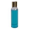 4 oz. Clear PET High Clarity Cosmo Round Bottle with 24/410 Gold & White ABS/Polypropylene Disc-Top Dispensing Cap