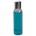 4 oz. Clear PET High Clarity Cosmo Round Bottle with 24/410 Silver & White ABS/Polypropylene Disc-Top Dispensing Cap
