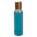 4 oz. Clear PET High Clarity Cosmo Round Bottle with 24/410 Brushed Gold & White ABS/Polypropylene Disc-Top Dispensing Cap