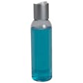 4 oz. Clear PET High Clarity Cosmo Round Bottle with 24/410 Brushed Silver & White ABS/Polypropylene Disc-Top Dispensing Cap