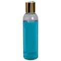 6 oz. Clear PET High Clarity Cosmo Round Bottle with 24/410 Gold & White ABS/Polypropylene Disc-Top Dispensing Cap