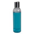 6 oz. Clear PET High Clarity Cosmo Round Bottle with 24/410 Silver & White ABS/Polypropylene Disc-Top Dispensing Cap