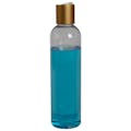 8 oz. Clear PET High Clarity Cosmo Round Bottle with 24/410 Brushed Gold & White ABS/Polypropylene Disc-Top Dispensing Cap