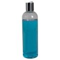 12 oz. Clear PET High Clarity Cosmo Round Bottle with 24/410 Silver & White ABS/Polypropylene Disc-Top Dispensing Cap