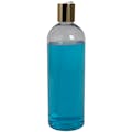 16 oz. Clear PET High Clarity Cosmo Round Bottle with 24/410 Gold & White ABS/Polypropylene Disc-Top Dispensing Cap