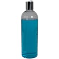 16 oz. Clear PET High Clarity Cosmo Round Bottle with 24/410 Silver & White ABS/Polypropylene Disc-Top Dispensing Cap