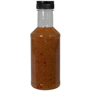 16 oz. Clear PET Ambient Fill Decanter with 38/400 Black Ribbed Snap-Top Dispensing Cap with Foil Heat Induction Liner