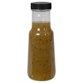 6 oz. Clear PET Bell Bottle with 38/400 Black Ribbed Unlined Cap