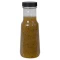 6 oz. Clear PET Bell Bottle with 38/400 Black Ribbed Cap with Foil Induction Seal