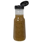 6 oz. Clear PET Bell Bottle with 38/400 Black Ribbed Snap-Top Dispensing Cap