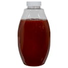 18 oz. Clear PET Inverted Oval Sauce Bottle with 38/400 White Ribbed Cap with F217 Liner