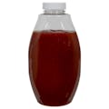 18 oz. Clear PET Inverted Oval Sauce Bottle with 38/400 White Ribbed Cap with Foil Induction Seal