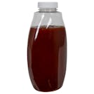 18 oz. Clear PET Inverted Oval Sauce Bottle with 38/400 White Ribbed Cap with Foil Induction Seal