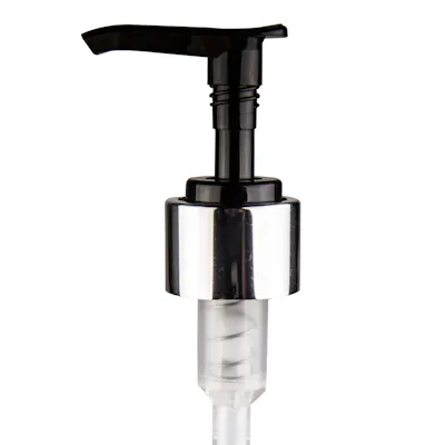 24/410 Silver/Black Smooth Lotion Pump with 7" Dip Tube