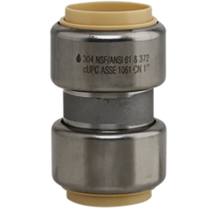 1" Push-Fit x 1" Push-Fit Stainless Steel Coupling