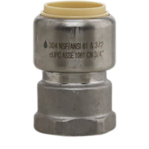 1" Push-Fit x 1" FPT Stainless Steel Female Adapter