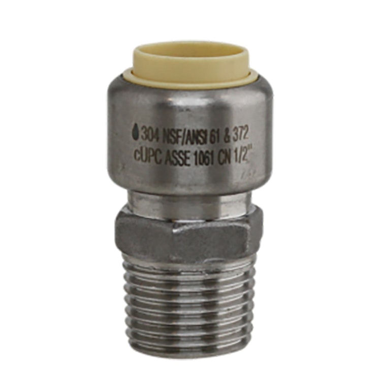 1/2" Push-Fit x 3/4" MPT Stainless Steel Male Adapter