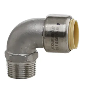 3/4" Push-Fit x 3/4" MPT Stainless Steel Male 90° Elbow