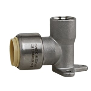 3/4" Push-Fit x 1/2" FPT Stainless Steel Female Dropear 90° Elbow