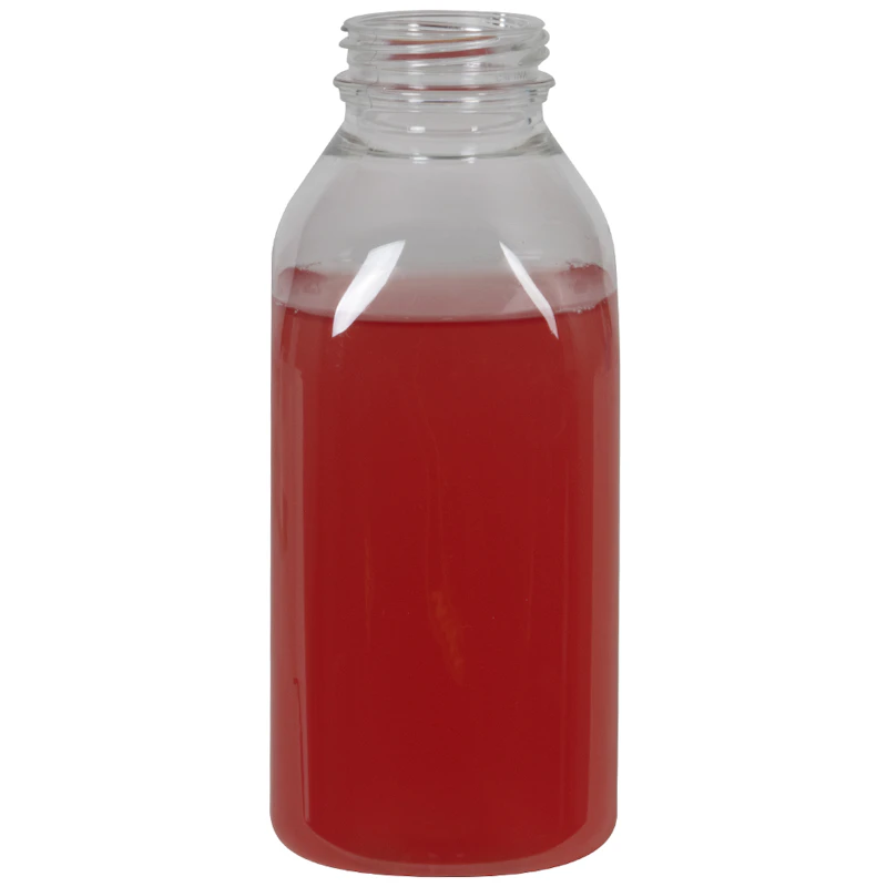 12 oz. Clear PET Square Milkman Beverage Bottle with 38mm DBJ Neck (Cap Sold Separately)