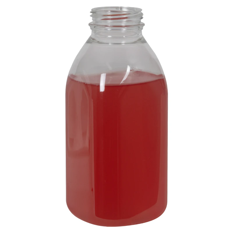 12 oz. Clear PET Square Milkman Beverage Bottle with 38mm DBJ Neck (Cap Sold Separately)