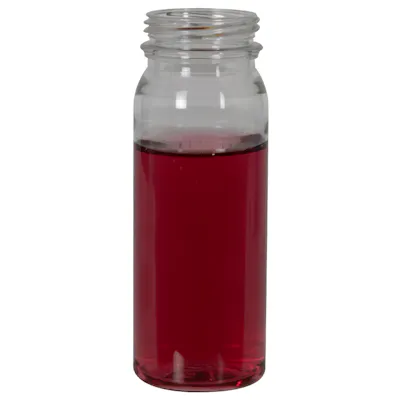 4 oz. Clear PET Round Energy Beverage Bottle with 38mm DBJ Neck (Cap Sold Separately)