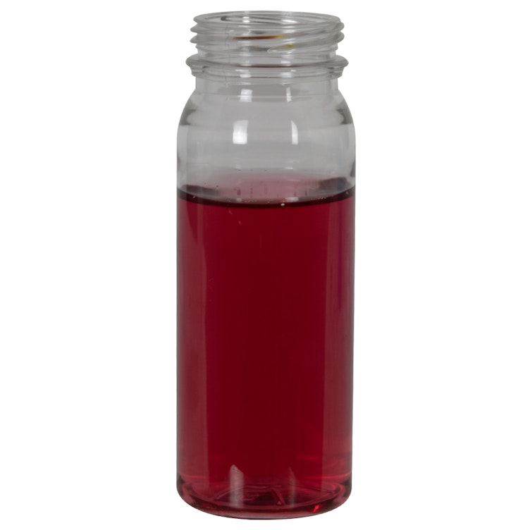 4 oz. Clear PET Round Energy Beverage Bottle with 38mm DBJ Neck (Cap Sold Separately)