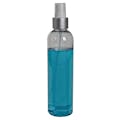 8 oz. Clear PET High Clarity Cosmo Round Bottle with 24/410 Smooth Brushed Silver/White Finger Sprayer & 0.14mL Output