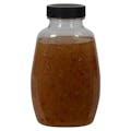 9 oz. Clear PET Clark Oblong Bottle with 38/400 Black Ribbed Cap with F217 Liner
