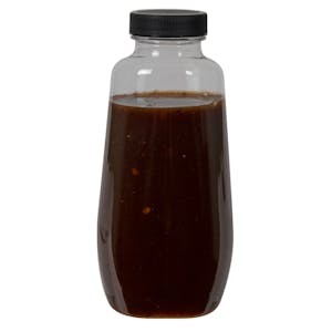 12 oz. Clear PET Clark Oblong Bottle with 38/400 Black Ribbed Unlined Cap