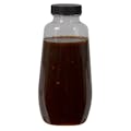 12 oz. Clear PET Clark Oblong Bottle with 38/400 Black Ribbed Cap with F217 Liner