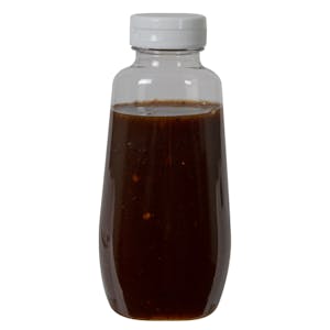 12 oz. Clear PET Clark Oblong Bottle with 38/400 White Ribbed Snap-Top Dispensing Cap with Pressure-Sensitive Liner