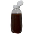 12 oz. Clear PET Clark Oblong Bottle with 38/400 White Ribbed Snap-Top Dispensing Cap with Pressure-Sensitive Liner