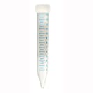 15mL Non-Sterile Clear Polypropylene MaxiRCF™ Metal-Free Centrifuge Tube with Attached White Screw Cap - Bulk Packaged; Case of 500