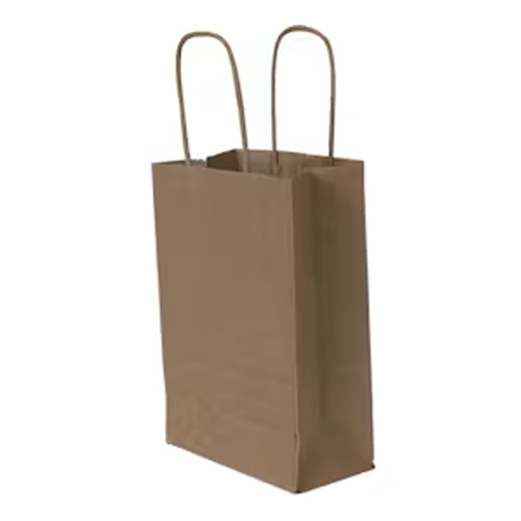 5-1/2" W x 12-3/4" L + 3-1/4" BG Brown Kraft Paper Bags with Twisted Handles - Case of 250