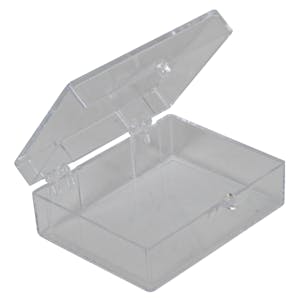 Clear Polystyrene Hinged Box - 2-1/8" L x 1-5/8" W x 3/4" Hgt. (Case of 1000)